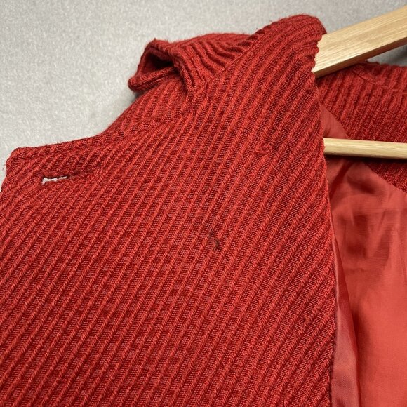 Vintage Via Red Double-Breasted Wool Blend Coat Size 12 - Picture 6 of 10
